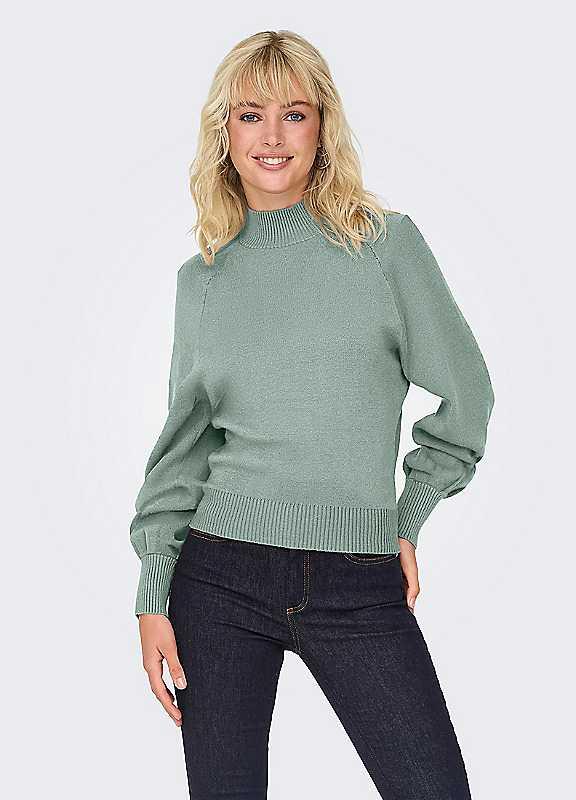 Only Frida Life High Neck Jumper - Aqua - Size S on Productcaster.