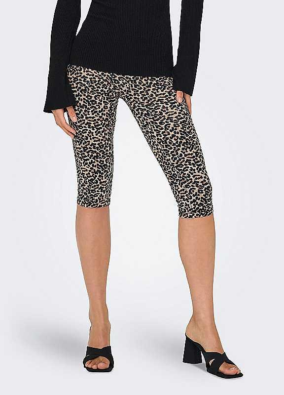 Only Printed Capri Leggings - Brown Print - Size L on Productcaster.