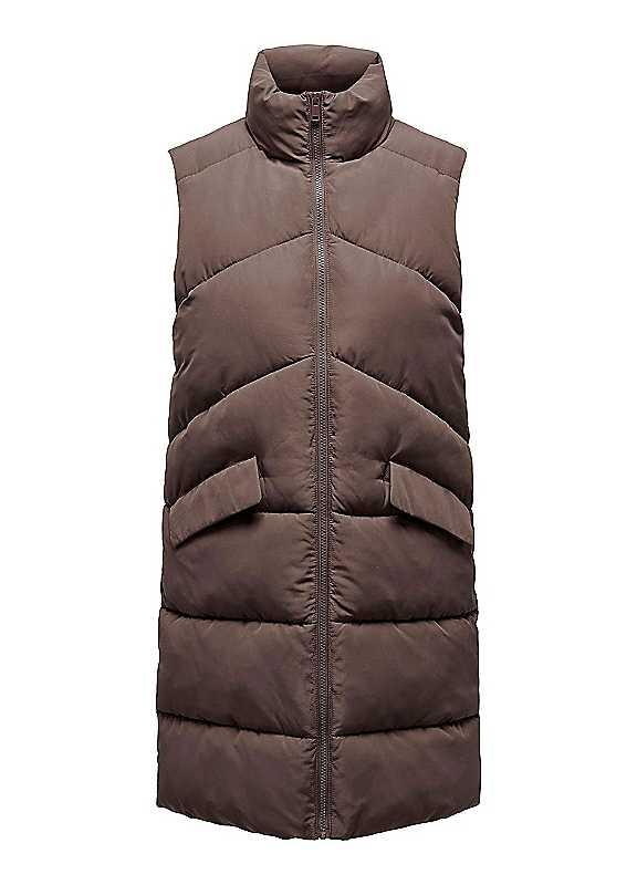 Plus Size Only Quilted Gilet - Coffee - Size M on Productcaster.