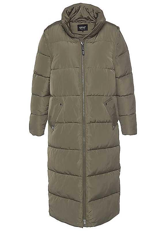 Only Quilted Puffer Coat - Khaki - Size M on Productcaster.