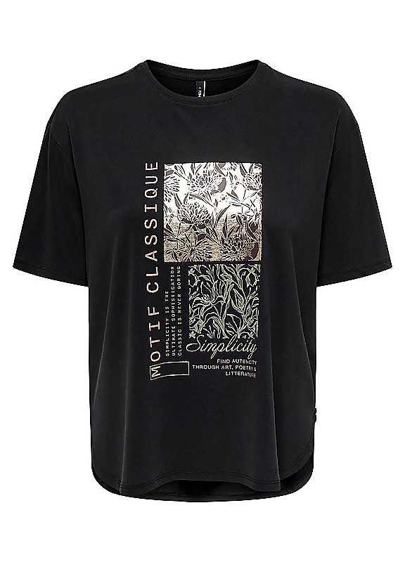 Only Short Sleeved T-Shirt - Black Print - Size M on Productcaster.