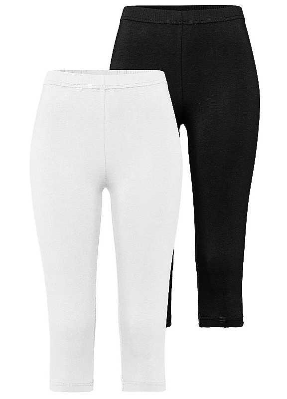 Plus Size Pack of 2 Cropped Leggings - Black - Size 6/8 on Productcaster.