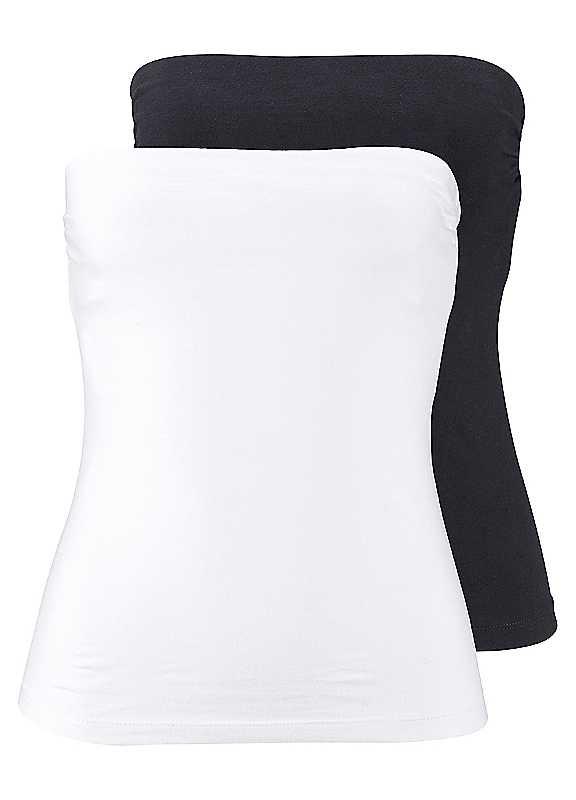 Pack of 2 Melrose Bandeau Tops - Black / White - Size 18 on Productcaster.