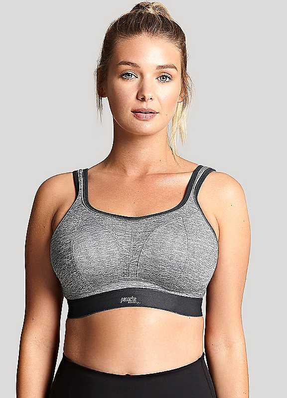 Plus Size Panache Sport Non Wired Sports Bra - Grey Marl - Size 30F on Productcaster.