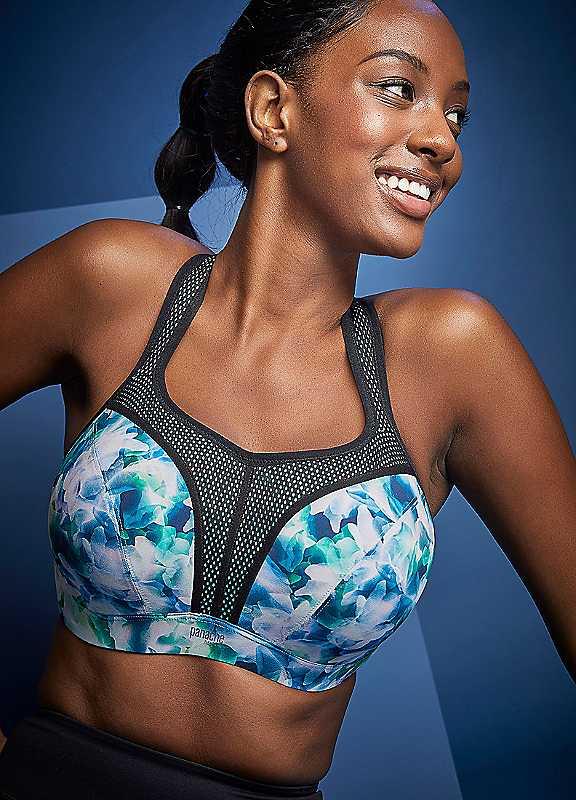 Panache Sport Underwired Sports Bra - Blue Floral - Size 32DD on Productcaster.