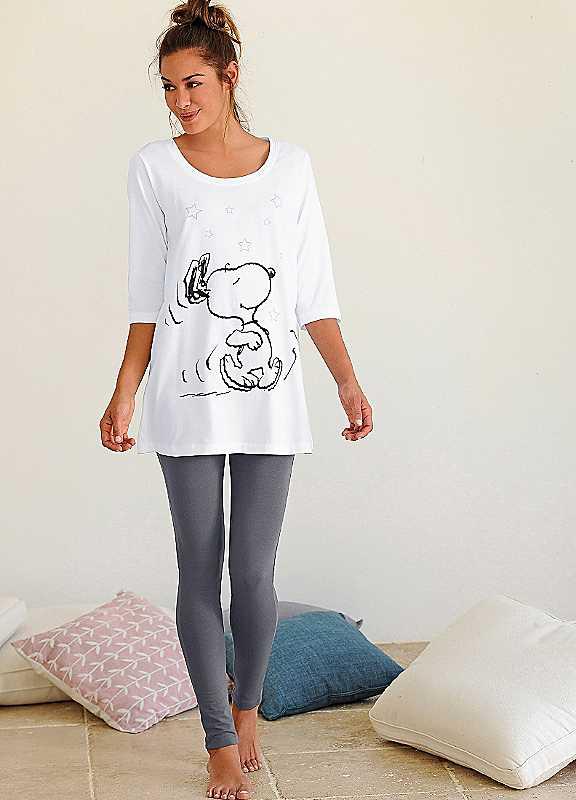 Plus Size Peanuts Printed Pyjamas - Ecru - Size 30/32 on Productcaster.