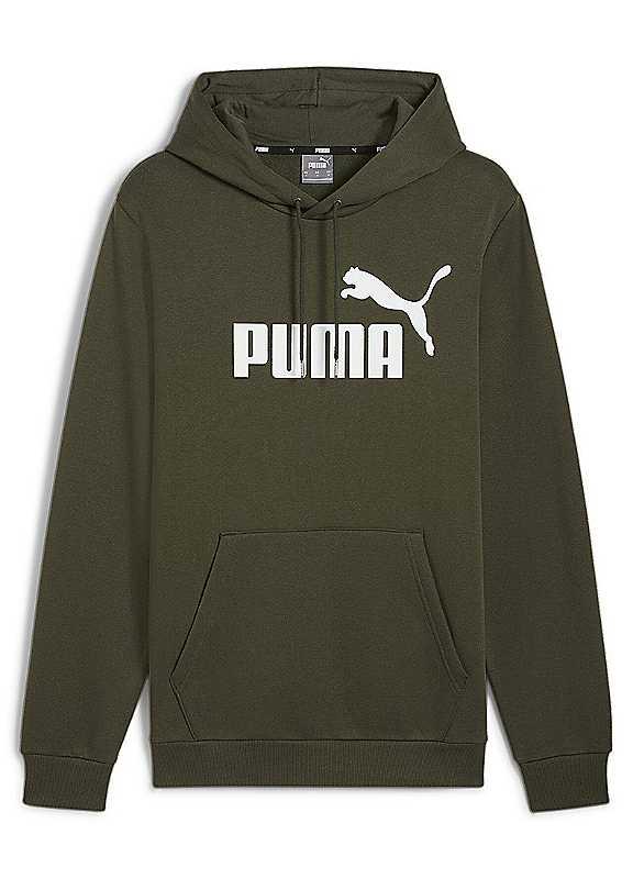 Puma Logo Print Hoodie - Dark Olive - Size XL on Productcaster.