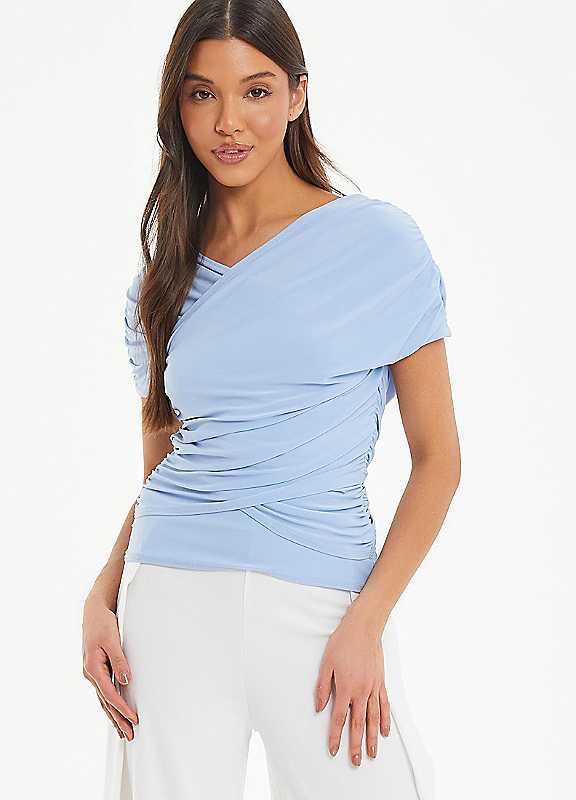 Quiz Pale Blue ITY Wrap Top - Size 18 on Productcaster.