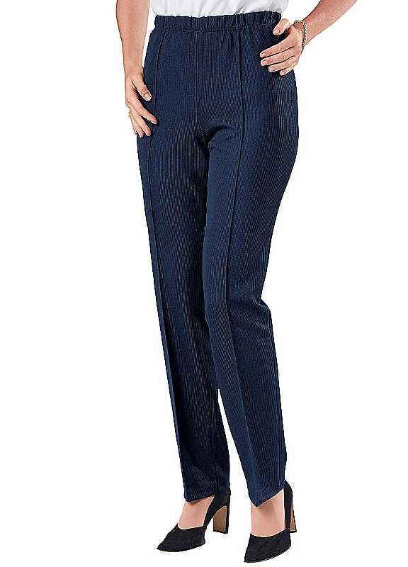 Plus Size Raised Seam Elasticated Trousers - Navy - Size 20 on Productcaster.