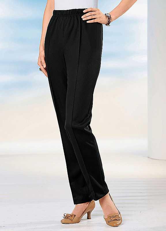 Plus Size Raised Seam Elasticated Trousers - Black - Size 14 on Productcaster.