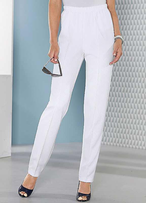 Raised Seam Elasticated Trousers - White - Size 12 on Productcaster.