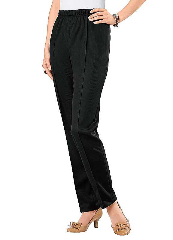 Plus Size Raised Seam Elasticated Trousers - Black - Size 24XP on Productcaster.