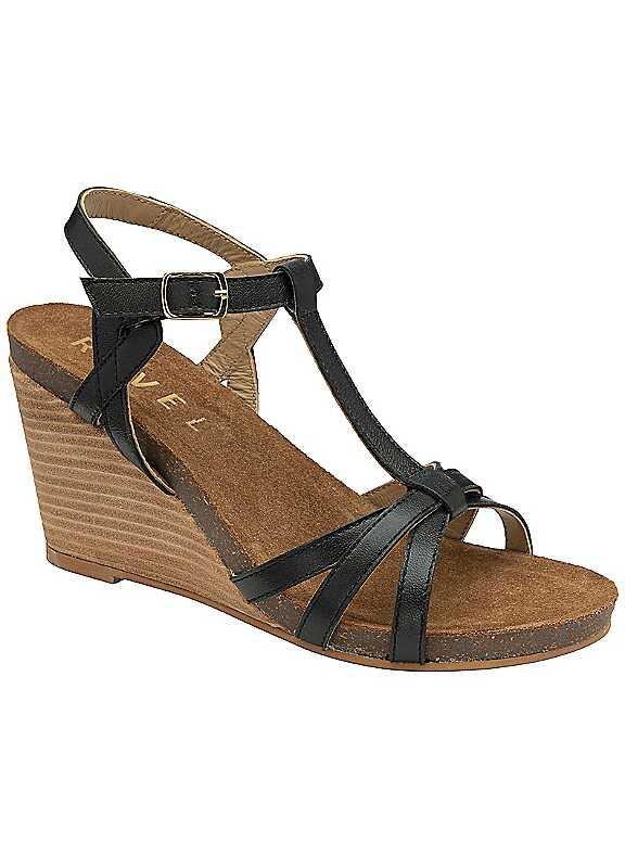 Ravel Anya Black Triple Strap Wedges - Size 4 on Productcaster.