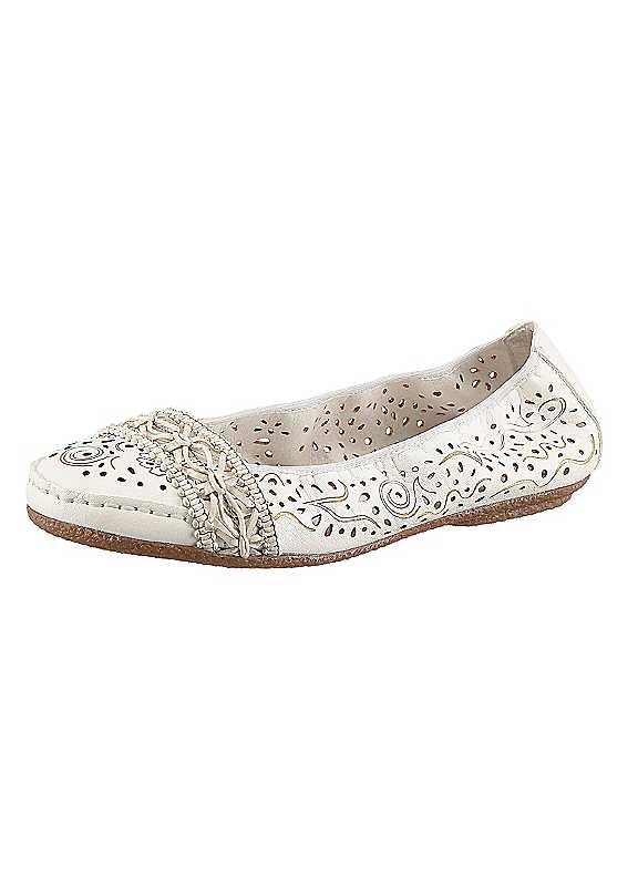 Rieker Decorative Ballerinas - Off White - Size 4 on Productcaster.