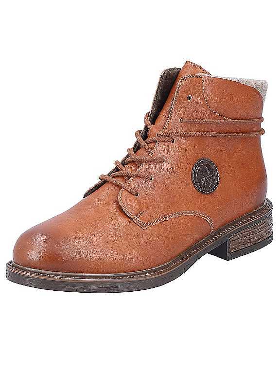 Rieker Lace-Up Ankle Boots - Cognac - Size 5 on Productcaster.