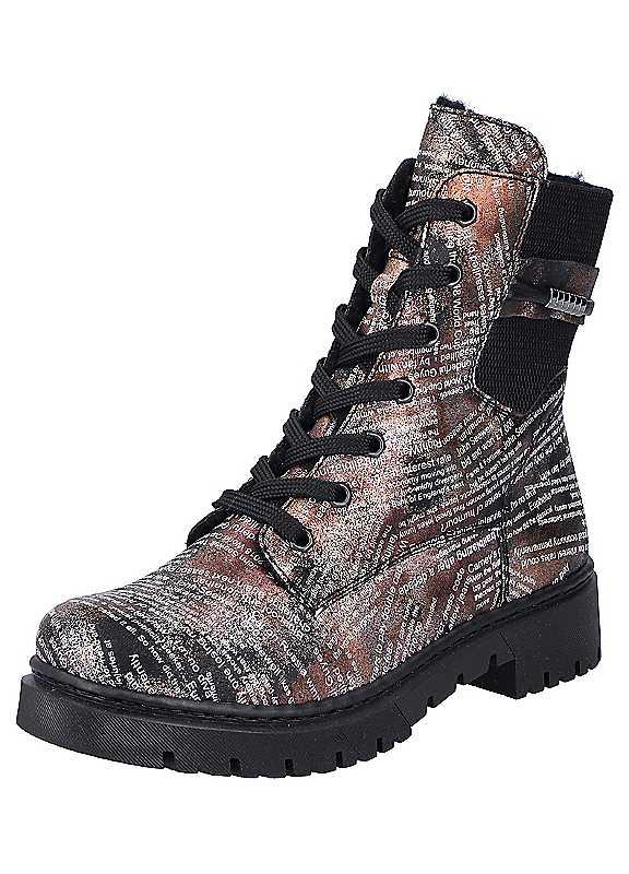 Rieker Lace-Up Ankle Boots - Black Multi - Size 6.5 on Productcaster.