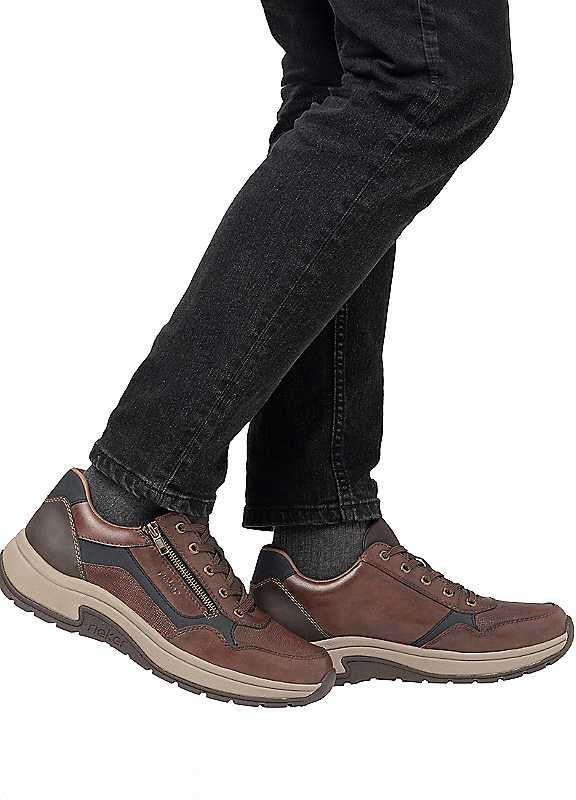 Rieker Padded Lace-Up Trainers - Brown - Size 11 on Productcaster.