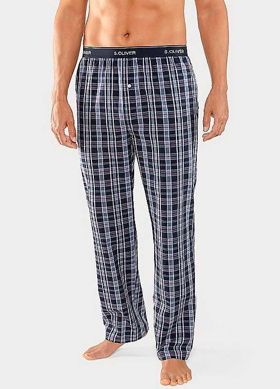 s.Oliver Check Pyjama Bottoms - Blue Check - Size XL on Productcaster.