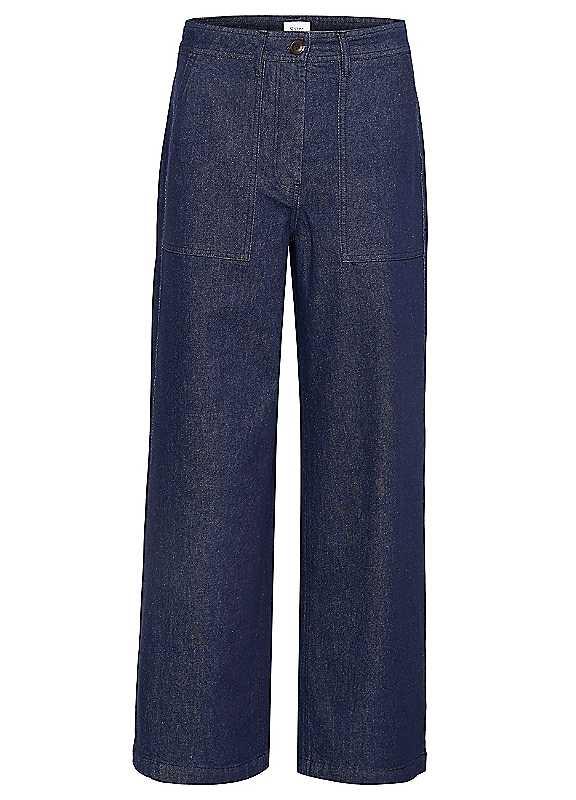 Saint Tropez Gwyneth Wide Leg Jeans - Dark Blue Denim - Size XS on Productcaster.