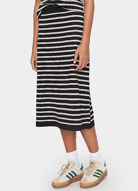 Saint Tropez Mila Striped Skirt - Black - Size L on Productcaster.