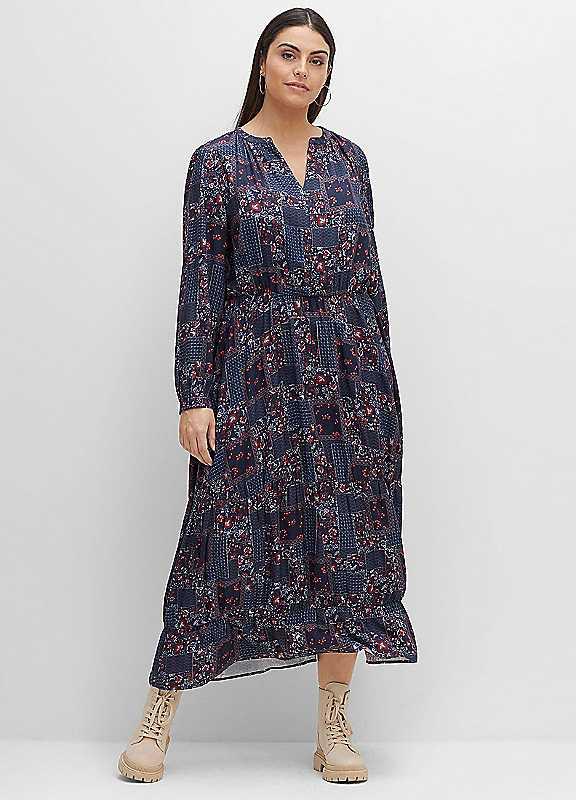 Plus Size Sheego Printed Maxi Dress - Midnight Blue Print - Size 20 on Productcaster.