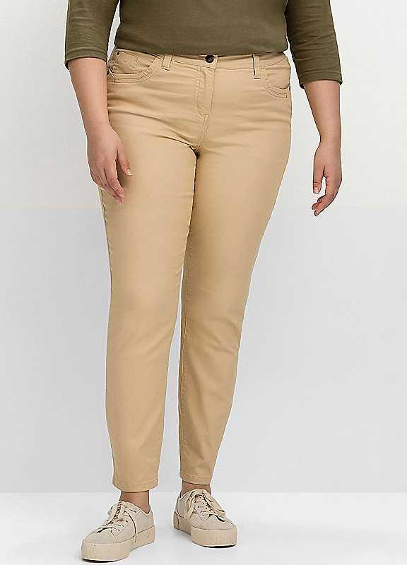 Plus Size Sheego Straight Leg Trousers - Beige - Size 24 on Productcaster.