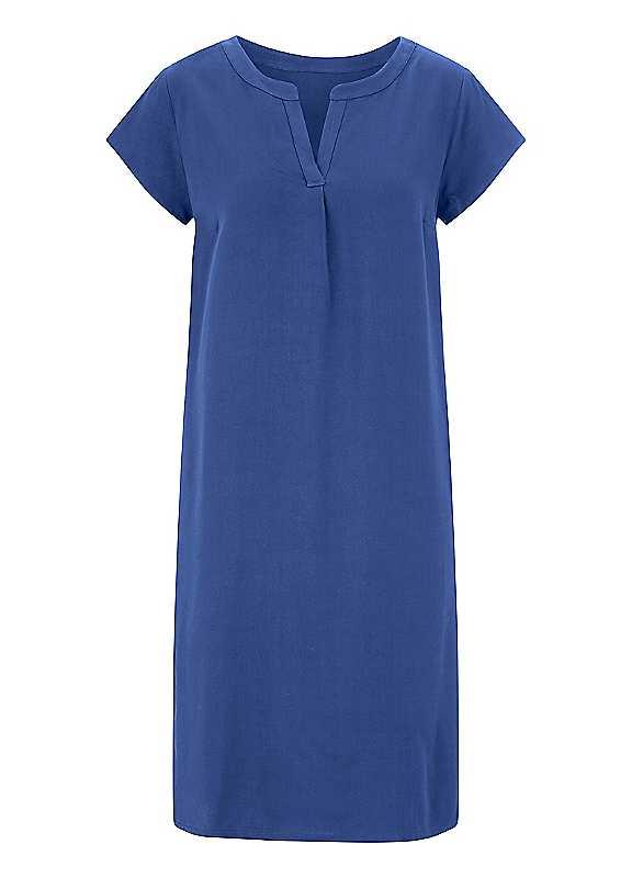 Plus Size Short Sleeve V-Neck Dress - Royal Blue - Size 12 on Productcaster.