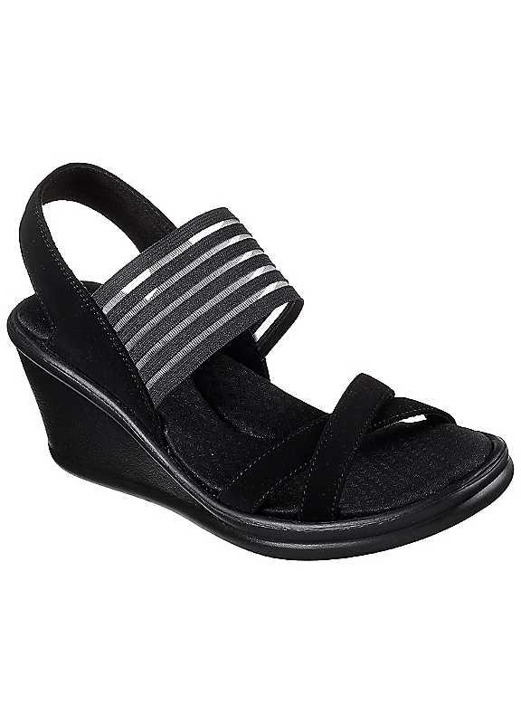 Skechers Rumblers Solar Burst Wedge Sandals - Black - Size 7 on Productcaster.