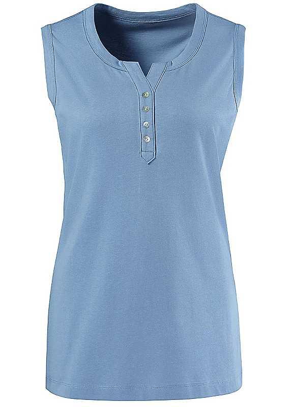 Plus Size Sleeveless Cotton Top - Light Blue - Size 16 on Productcaster.