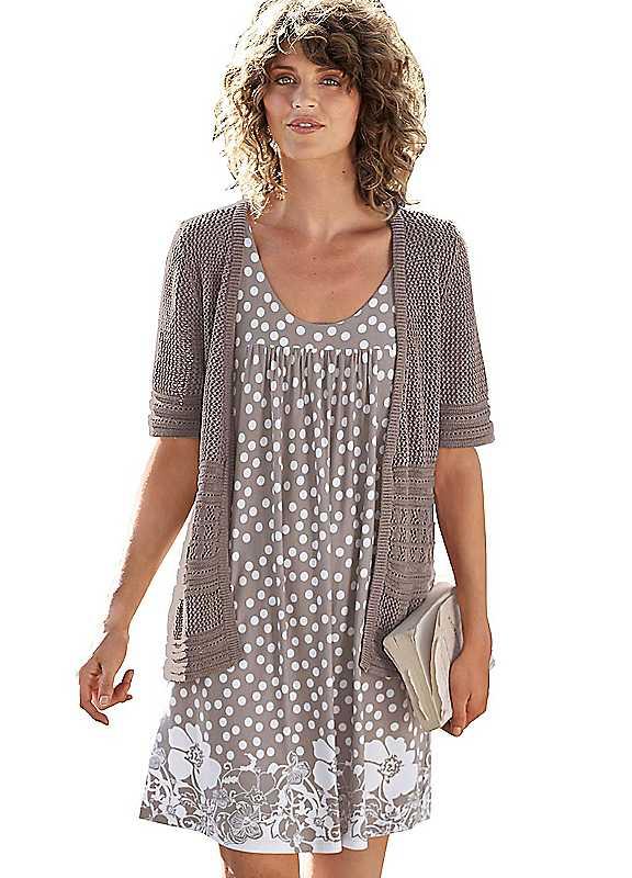 Plus Size Sleeveless Tunic Dress - Taupe Print - Size 12 on Productcaster.