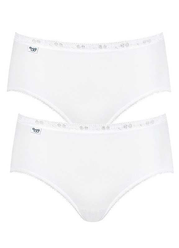 Sloggi Pack of 2 Midi Briefs - White - Size 24 on Productcaster.