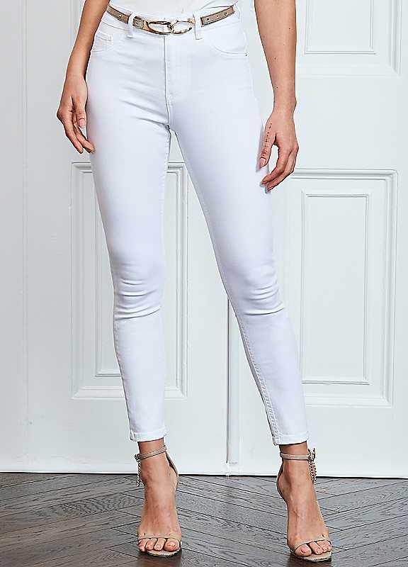 Sosandar White Perfect Skinny Jeans - Size 16S on Productcaster.