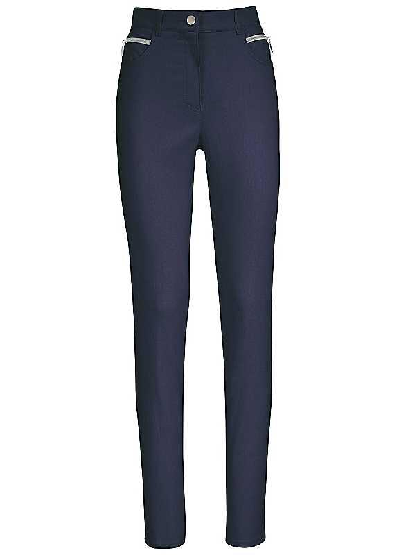 Plus Size Stehmann Stretch Fabric Trousers - Navy - Size 16P on Productcaster.