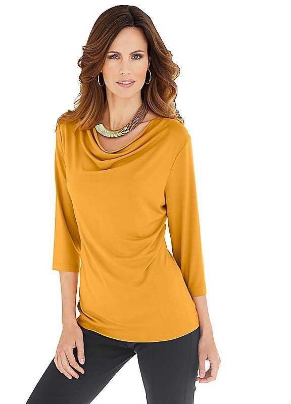 Stretch Draped Neck Top - Corn - Size 28 on Productcaster.