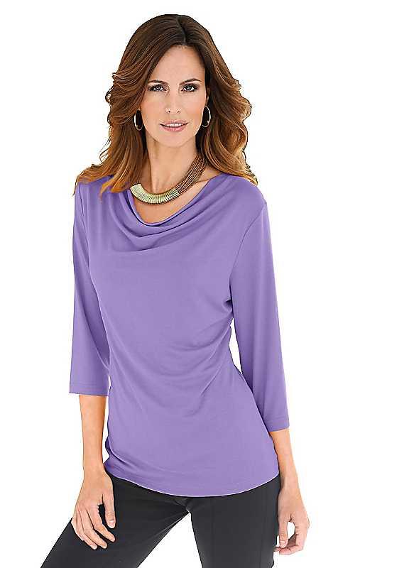 Stretch Draped Neck Top - Violet - Size 22 on Productcaster.