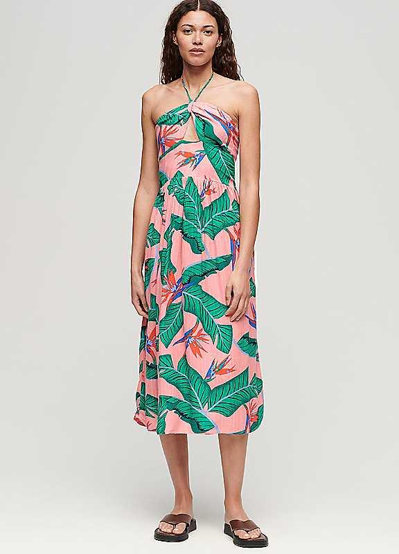 Superdry Cut Out Midi Dress - Paradise Pink - Size 8 on Productcaster.