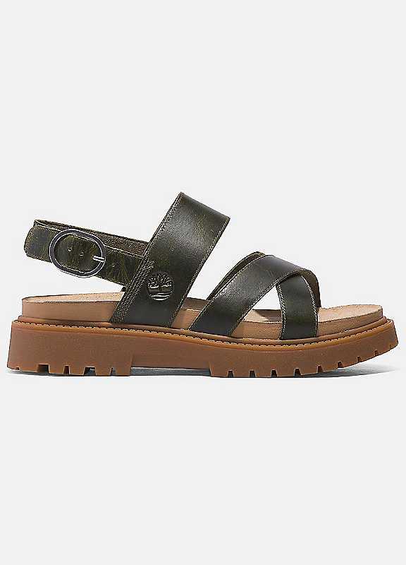 Timberland Clairemont Way Cross Strap Sandals - Dark Green - Size 7.5 on Productcaster.