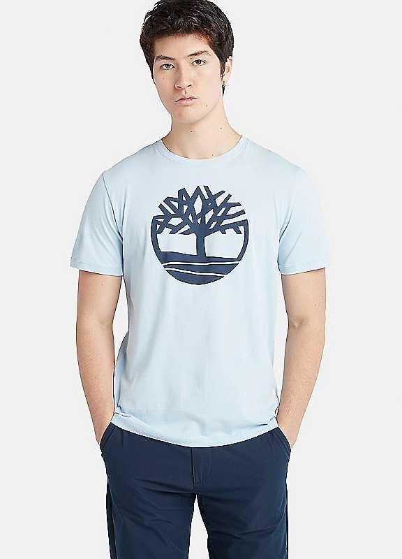 Timberland Logo Printed T-Shirt - Blue - Size S on Productcaster.