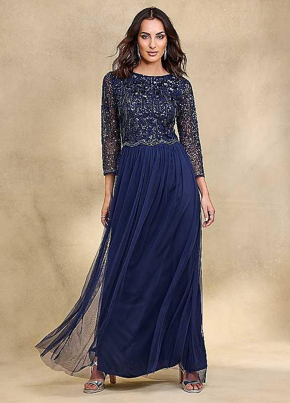 Plus Size Together Navy Beaded Maxi Dress - Size 10 on Productcaster.