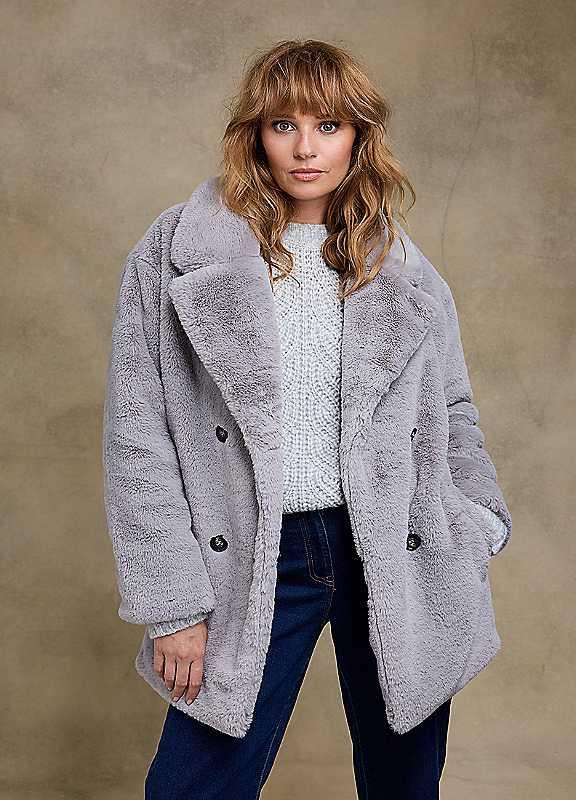 Together Silver Faux Fur Coat - Size 12 on Productcaster.