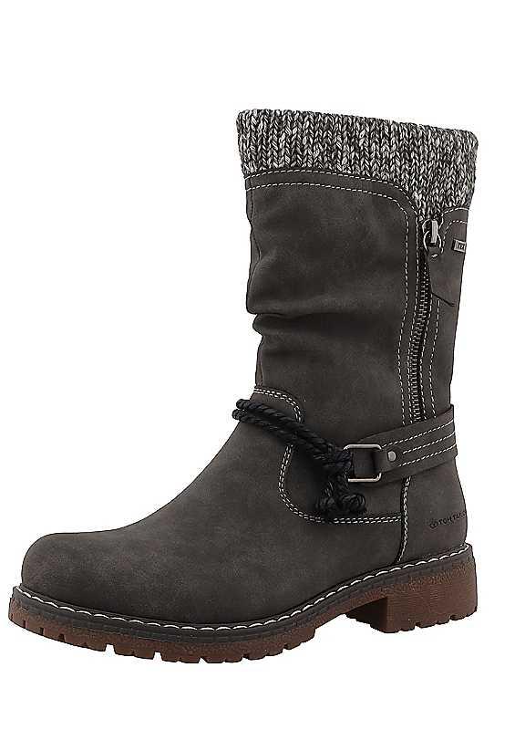 Tom Tailor Block Heel Boots - Dark Grey - Size 5 on Productcaster.