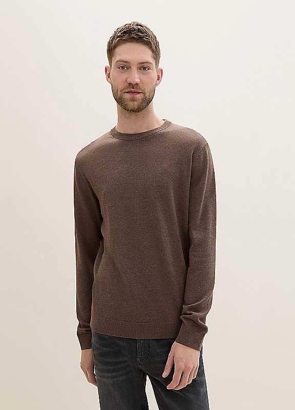 Tom Tailor Embroidered Crew Neck Jumper - Brown - Size 3XL on Productcaster.