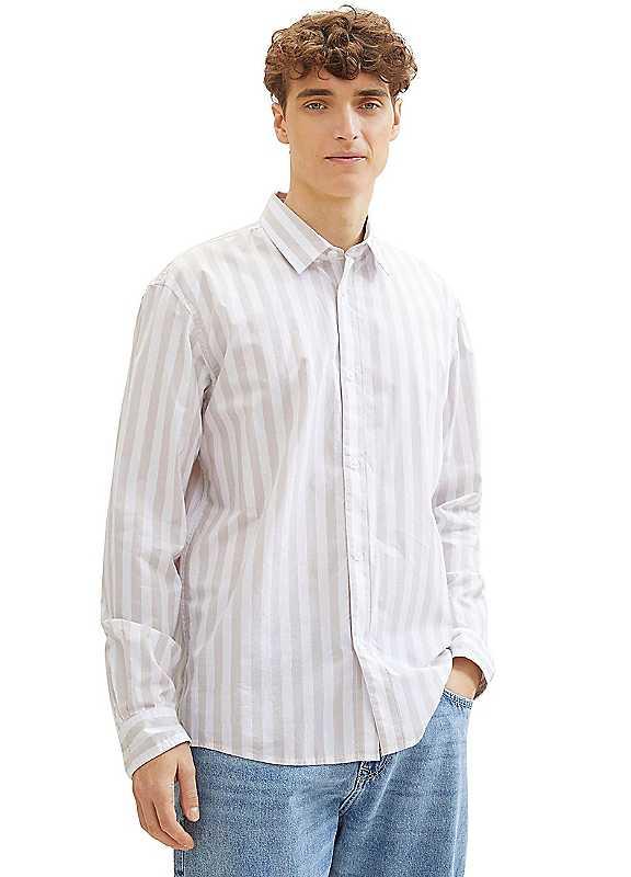 Tom Tailor Striped Long Sleeve Shirt - Grey Stripe - Size L on Productcaster.