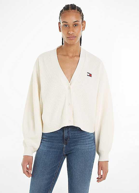 Plus Size Tommy Jeans Essential Cardigan - White - Size XL on Productcaster.