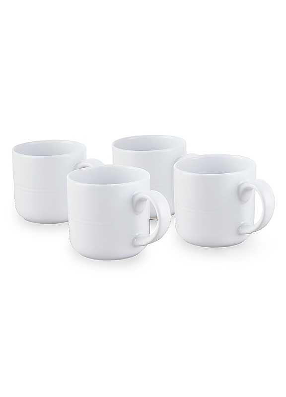 Tower 4 Piece Porcelain Mug Set - White on Productcaster.