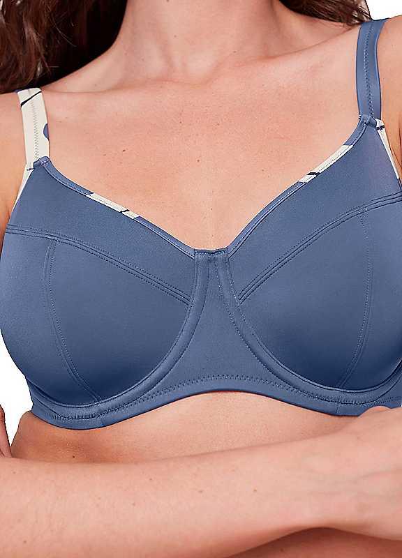 Plus Size Triumph Underwire Bikini Top - Blue - Size 14DD on Productcaster.