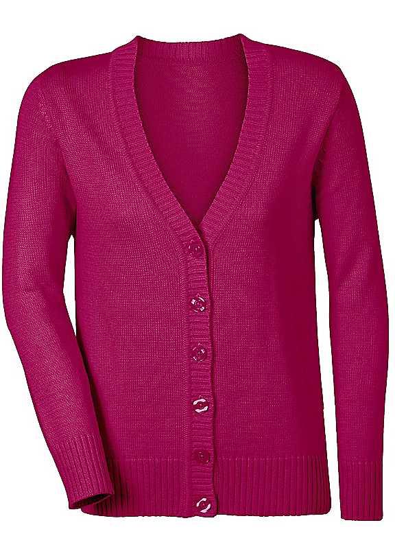 Plus Size V-Neck Colour Block Cardigan - Fuchsia - Size 10 on Productcaster.