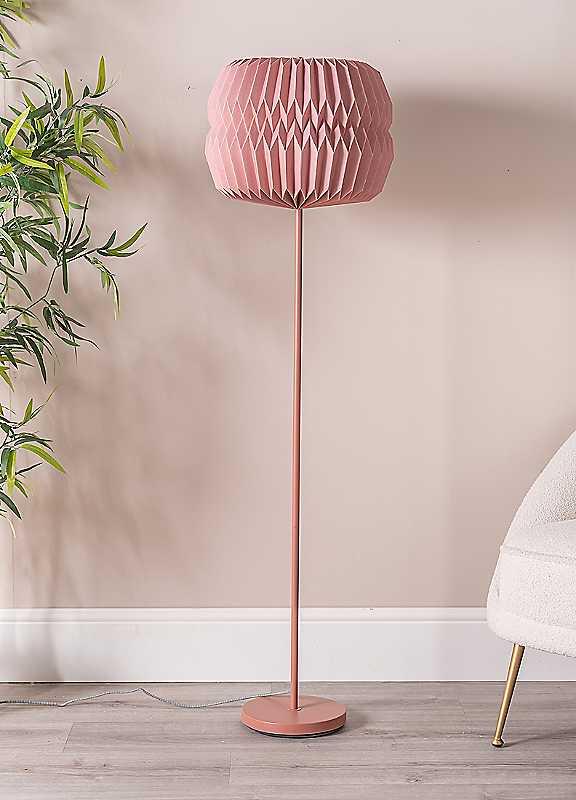 ValueLights Rust Origami Floor Lamp - Pink on Productcaster.