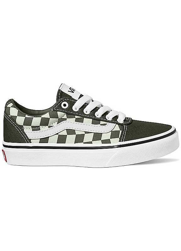 Vans Kids Check Ward Trainers - Olive Check - Size 4 on Productcaster.