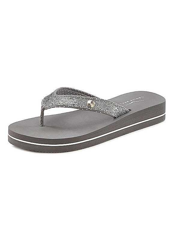 Venice Beach Glitter Flip Flops - Grey - Size 6.5 on Productcaster.